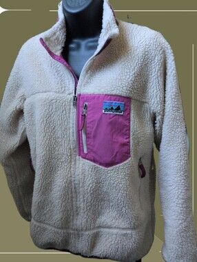 ✨ Patagonia Kids' Retro-X Fleece Jacket In Cream / Fuscia Size XL